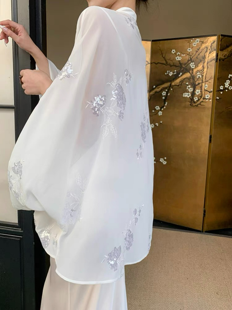 Ding Ji Oriental Sequin Cape Top & Mini Skort-The Black Bow-