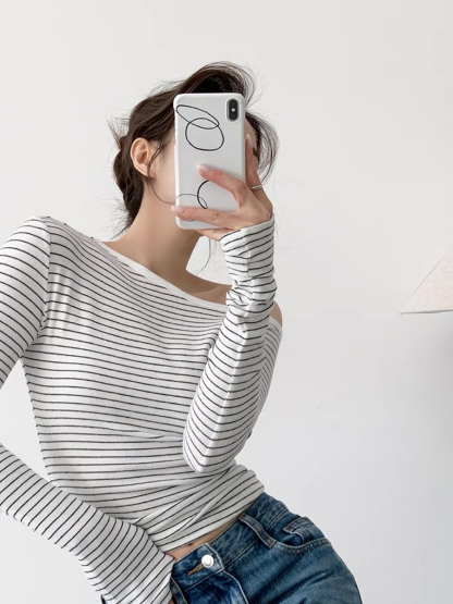 Fatyn One Shoulder Stripe Top