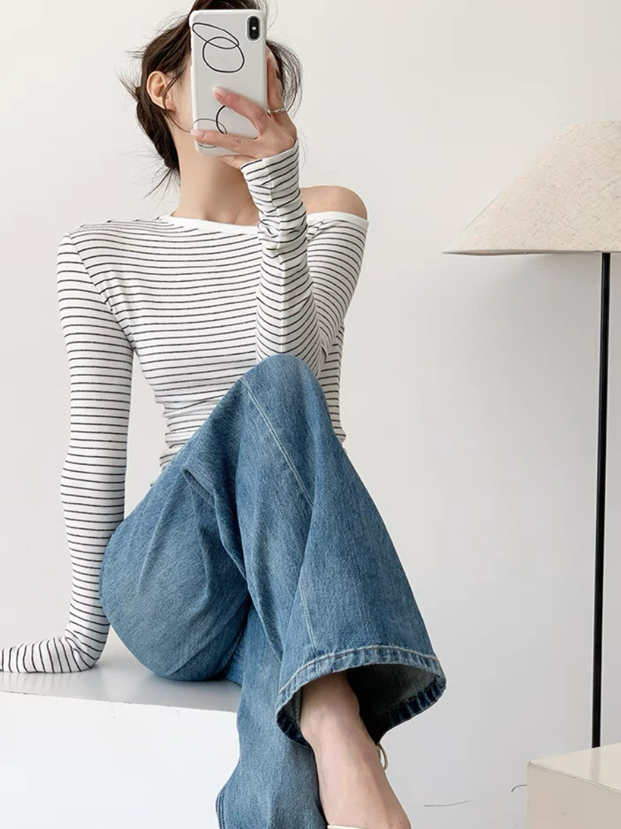 Fatyn One Shoulder Stripe Top