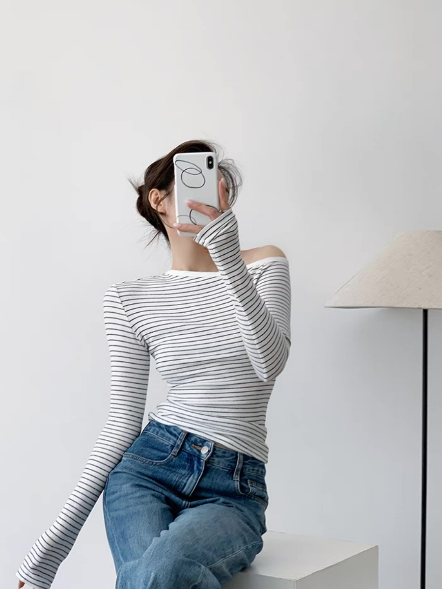 Fatyn One Shoulder Stripe Top