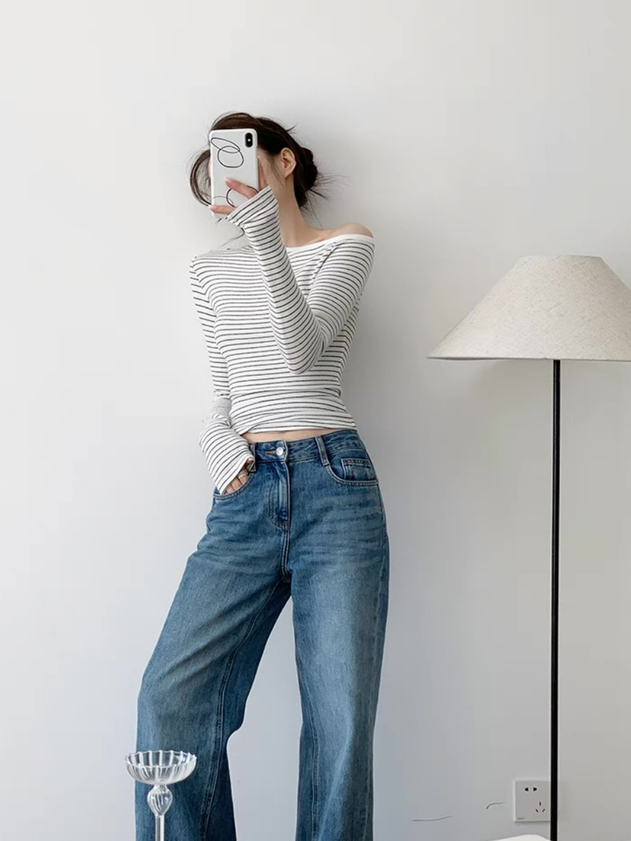 Fatyn One Shoulder Stripe Top