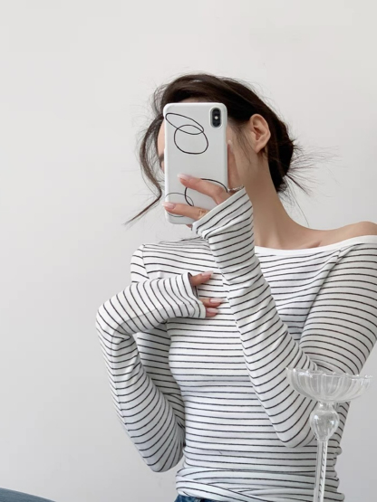 Fatyn One Shoulder Stripe Top