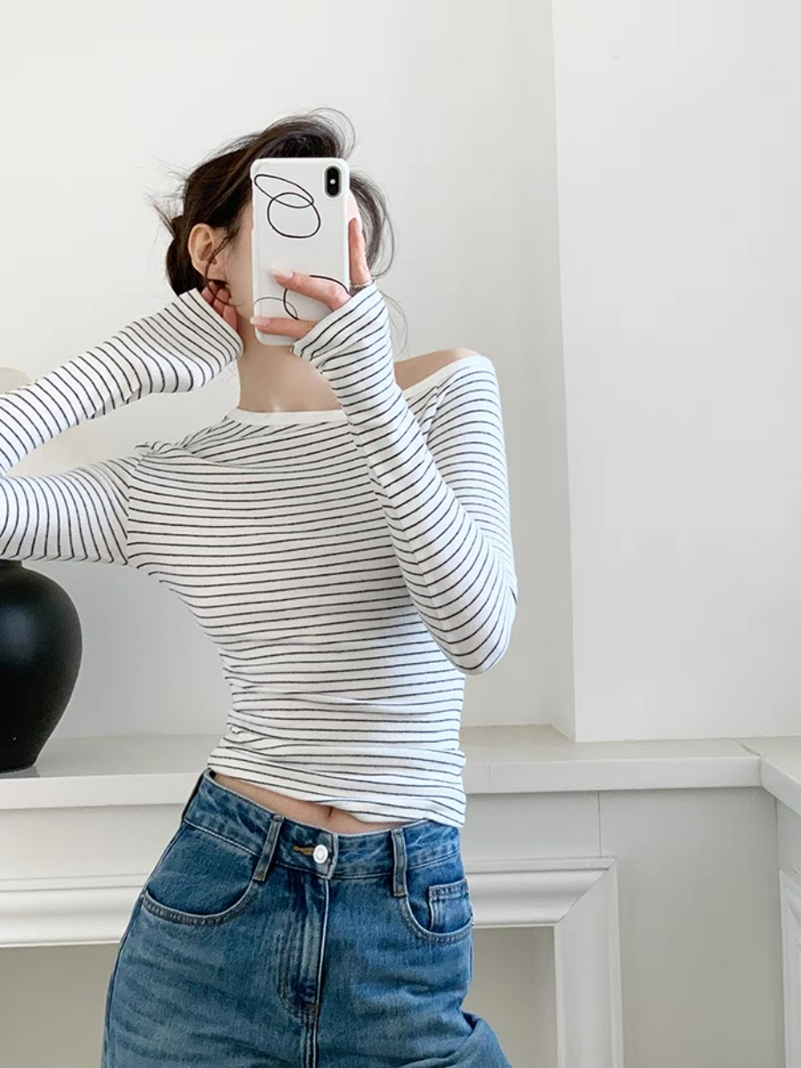 Fatyn One Shoulder Stripe Top