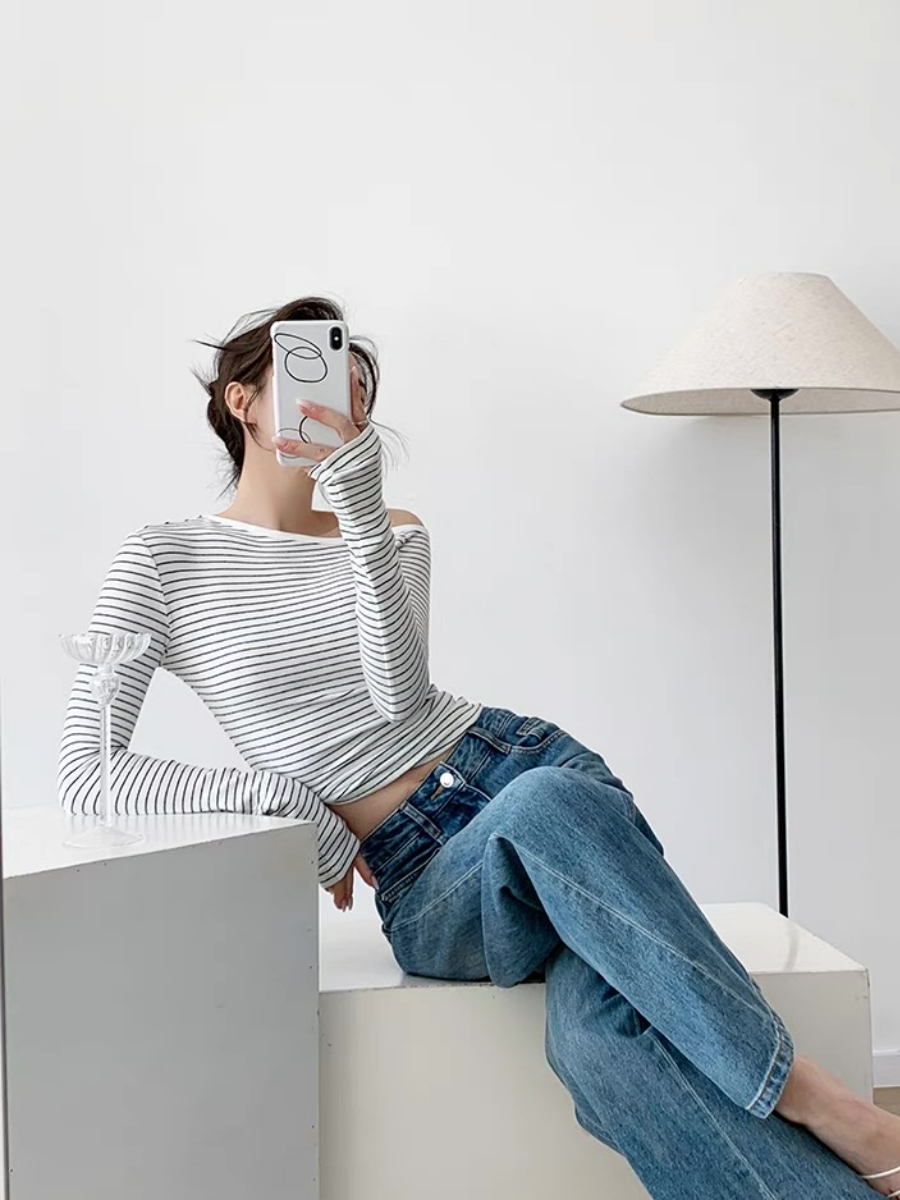 Fatyn One Shoulder Stripe Top