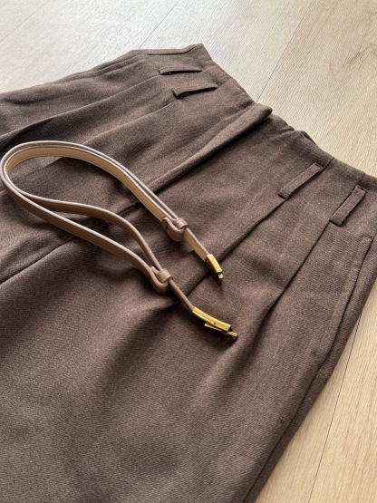 Moligna Belted Wide Leg Pants