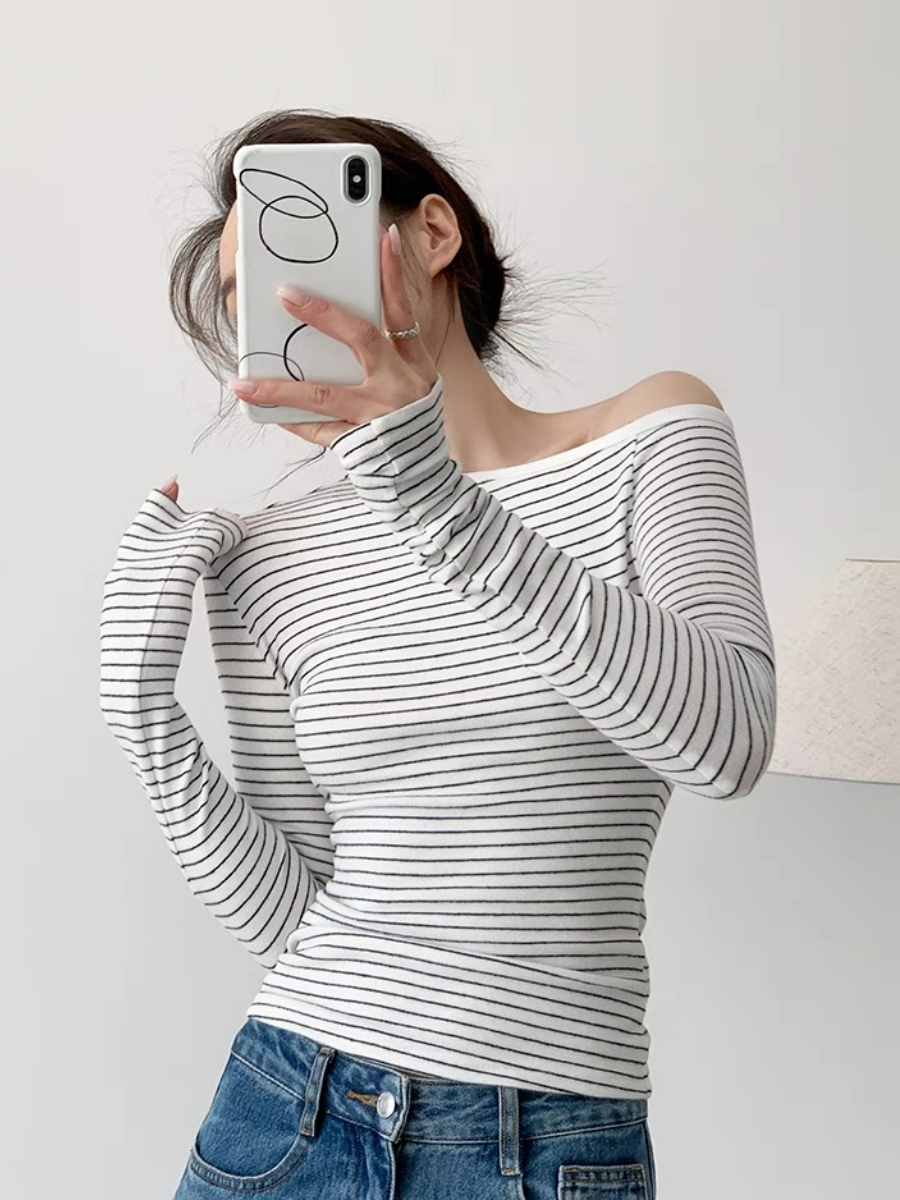 Fatyn One Shoulder Stripe Top
