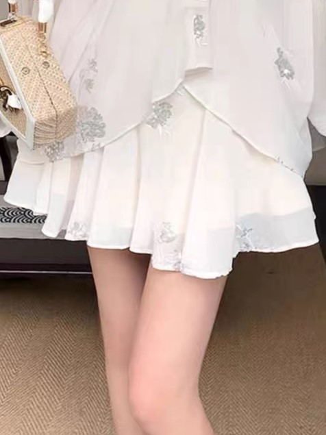 Ding Ji Oriental Sequin Cape Top & Mini Skort-The Black Bow-