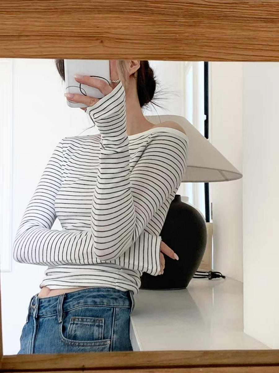 Fatyn One Shoulder Stripe Top