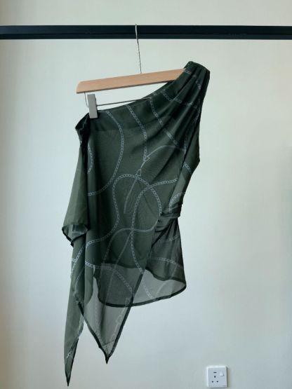 Wynna Graphic Print One Shoulder Top