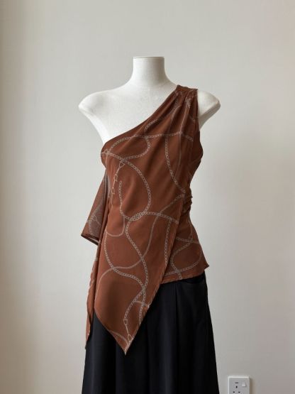 Wynna Graphic Print One Shoulder Top