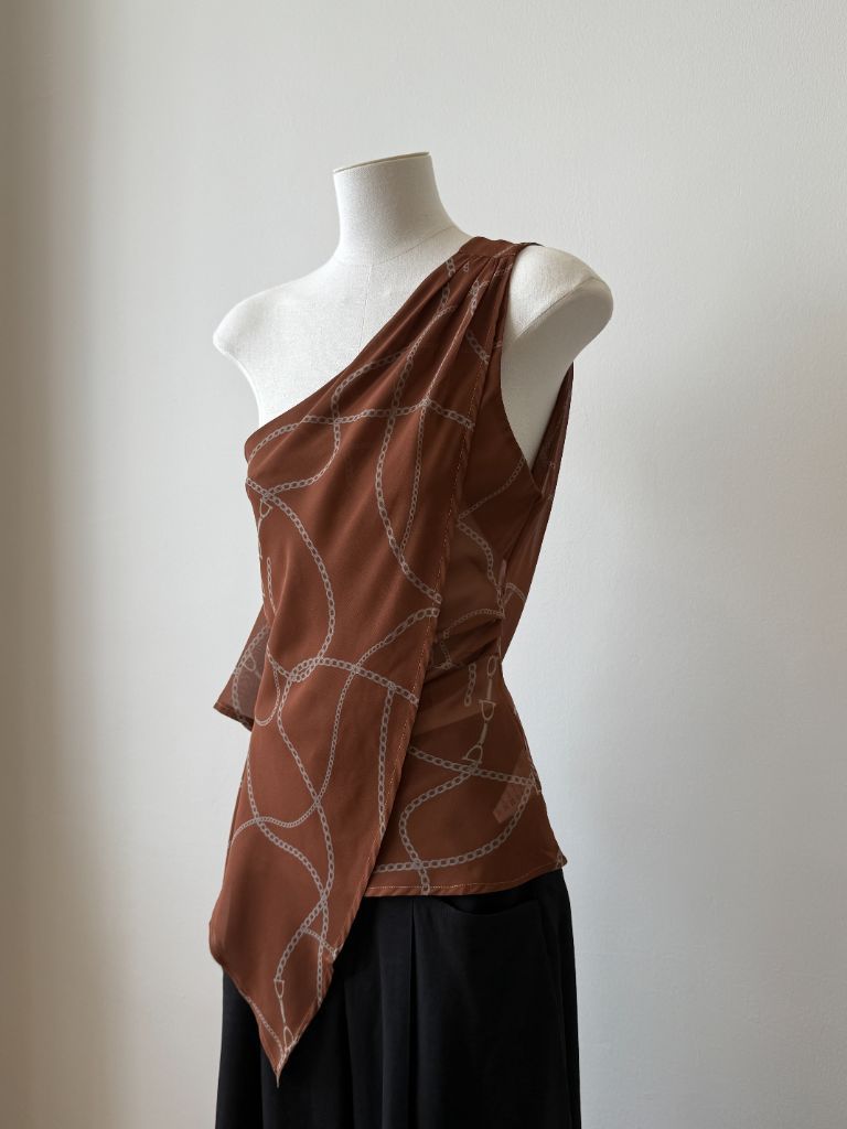 Wynna Graphic Print One Shoulder Top