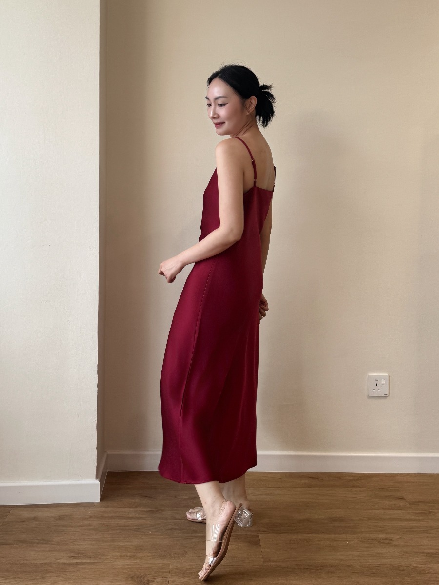 Felicie V-Neck Satin Cami Dress