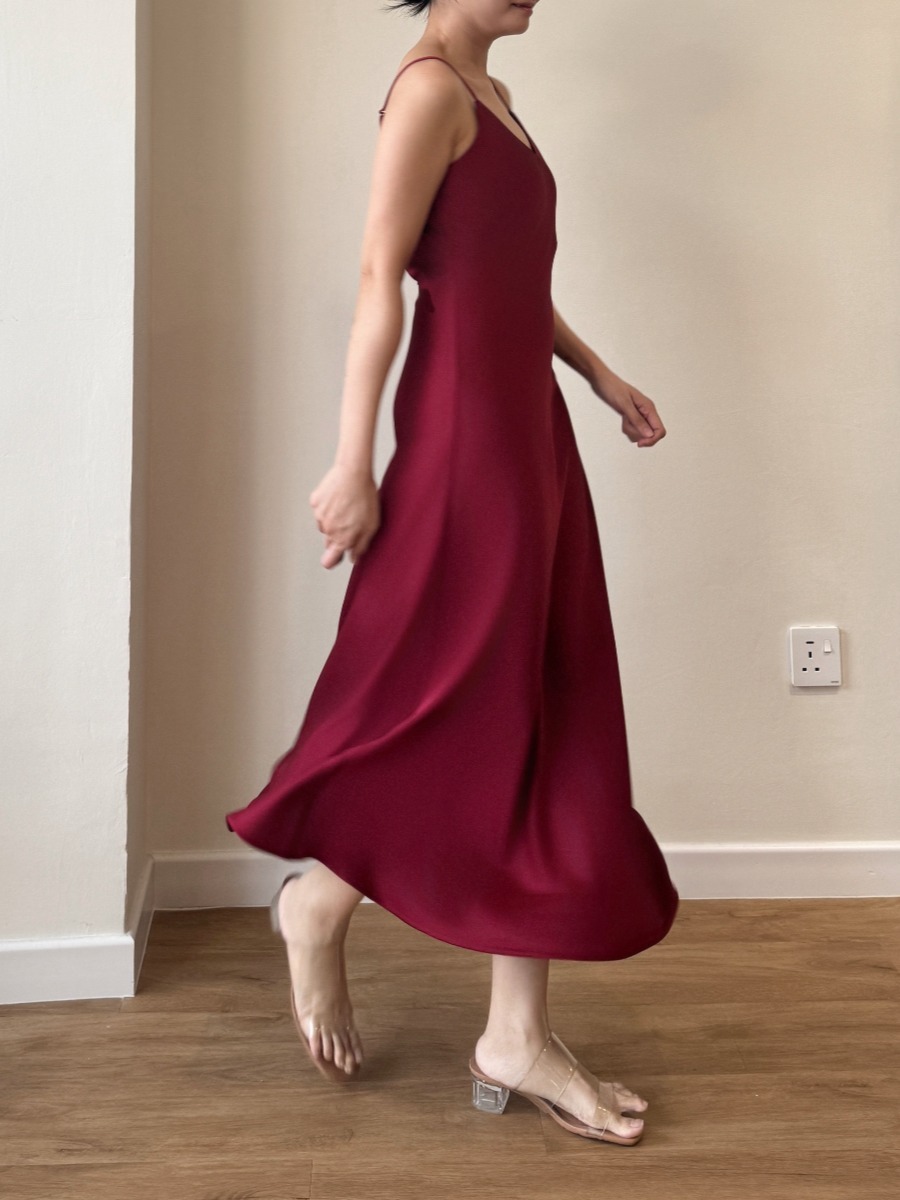 Felicie V-Neck Satin Cami Dress