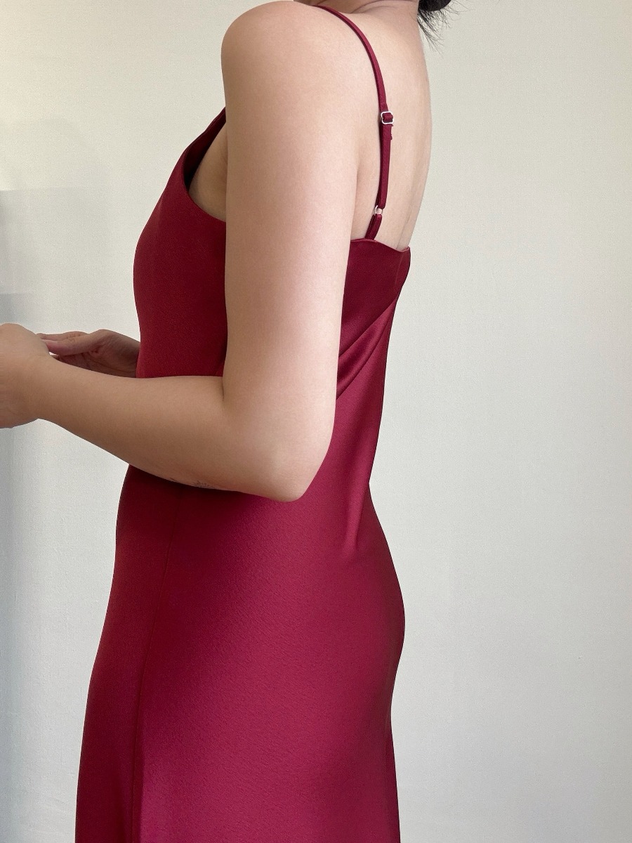 Felicie V-Neck Satin Cami Dress