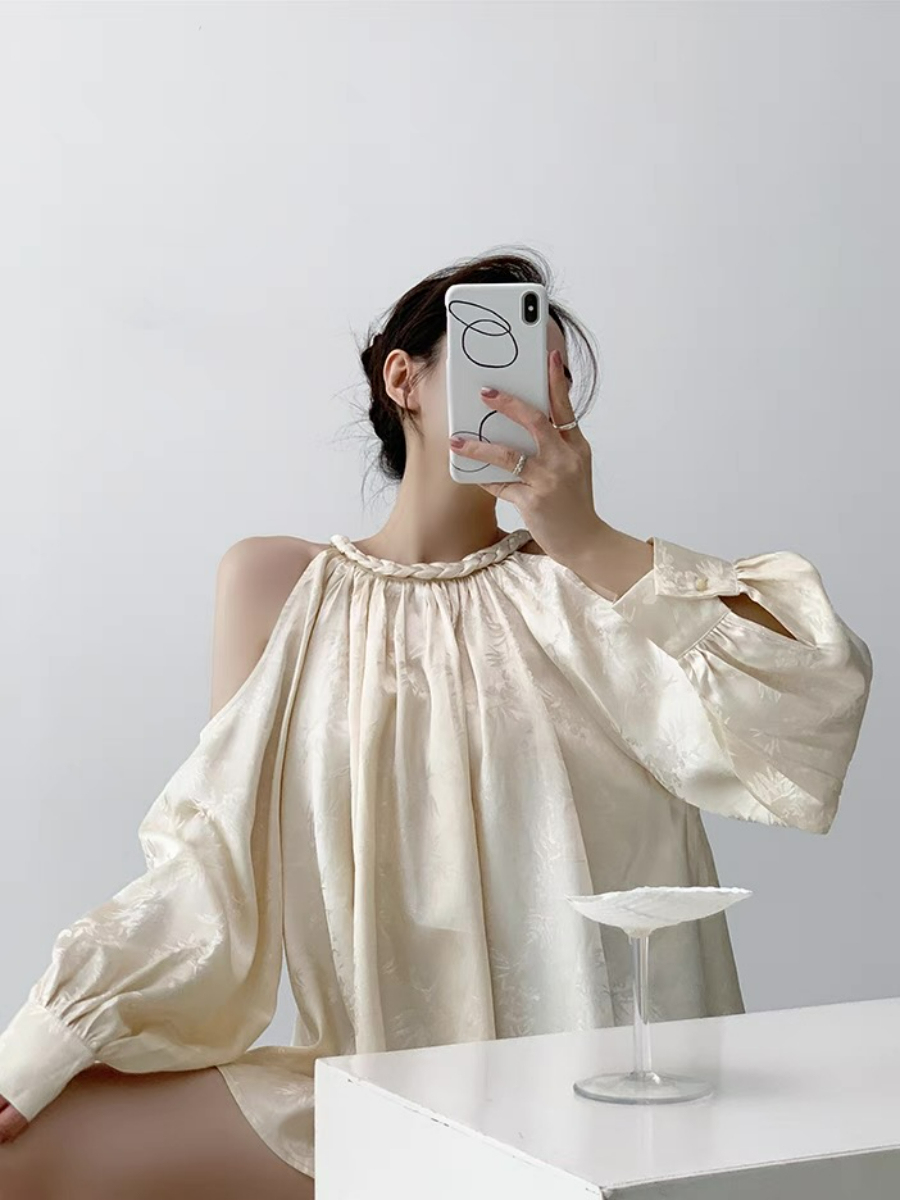 Xin Ing Cold Shoulder Oriental Top