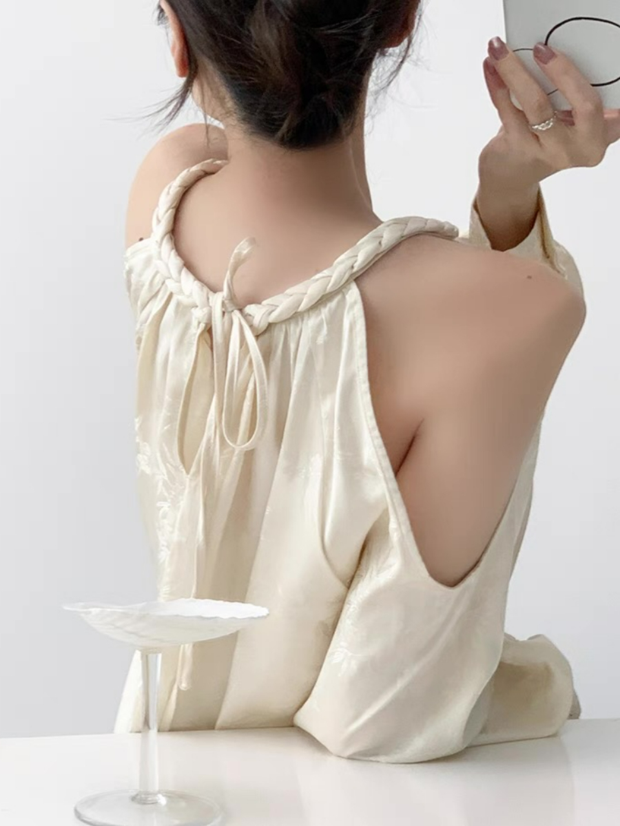 Xin Ing Cold Shoulder Oriental Top