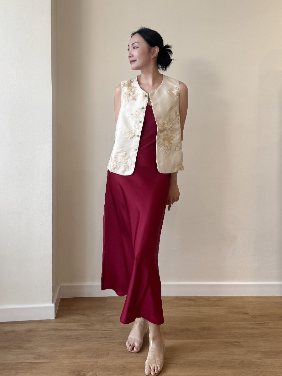 Felicie V-Neck Satin Cami Dress