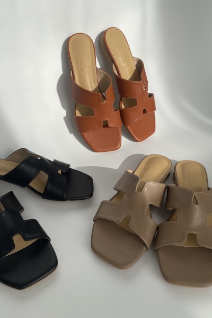 Louisé Geometric Sandal-Orange Brown-The Black Bow-