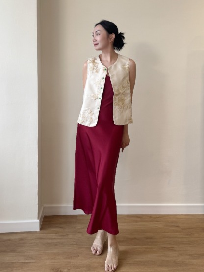 Felicie V-Neck Satin Cami Dress