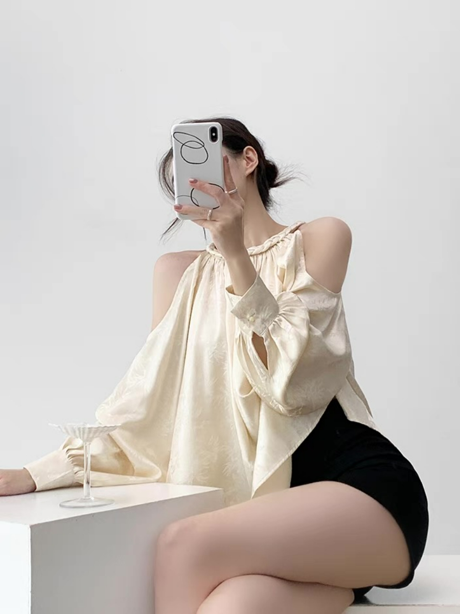Xin Ing Cold Shoulder Oriental Top