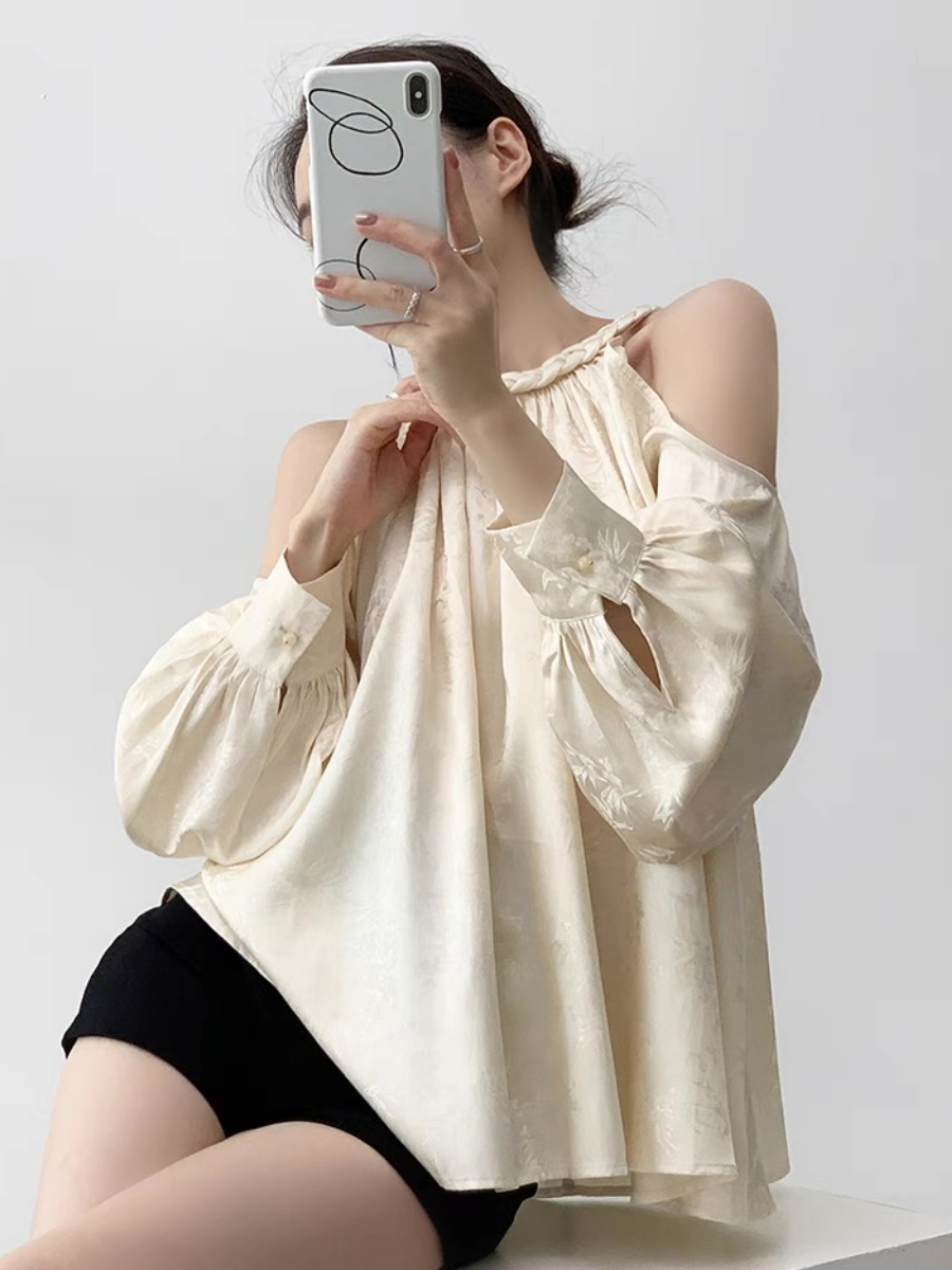 Xin Ing Cold Shoulder Oriental Top