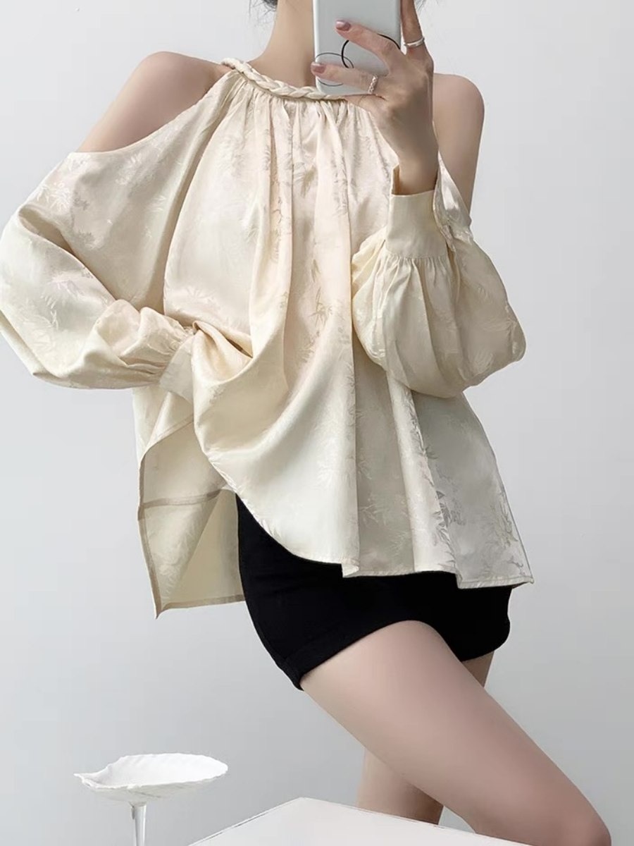 Xin Ing Cold Shoulder Oriental Top