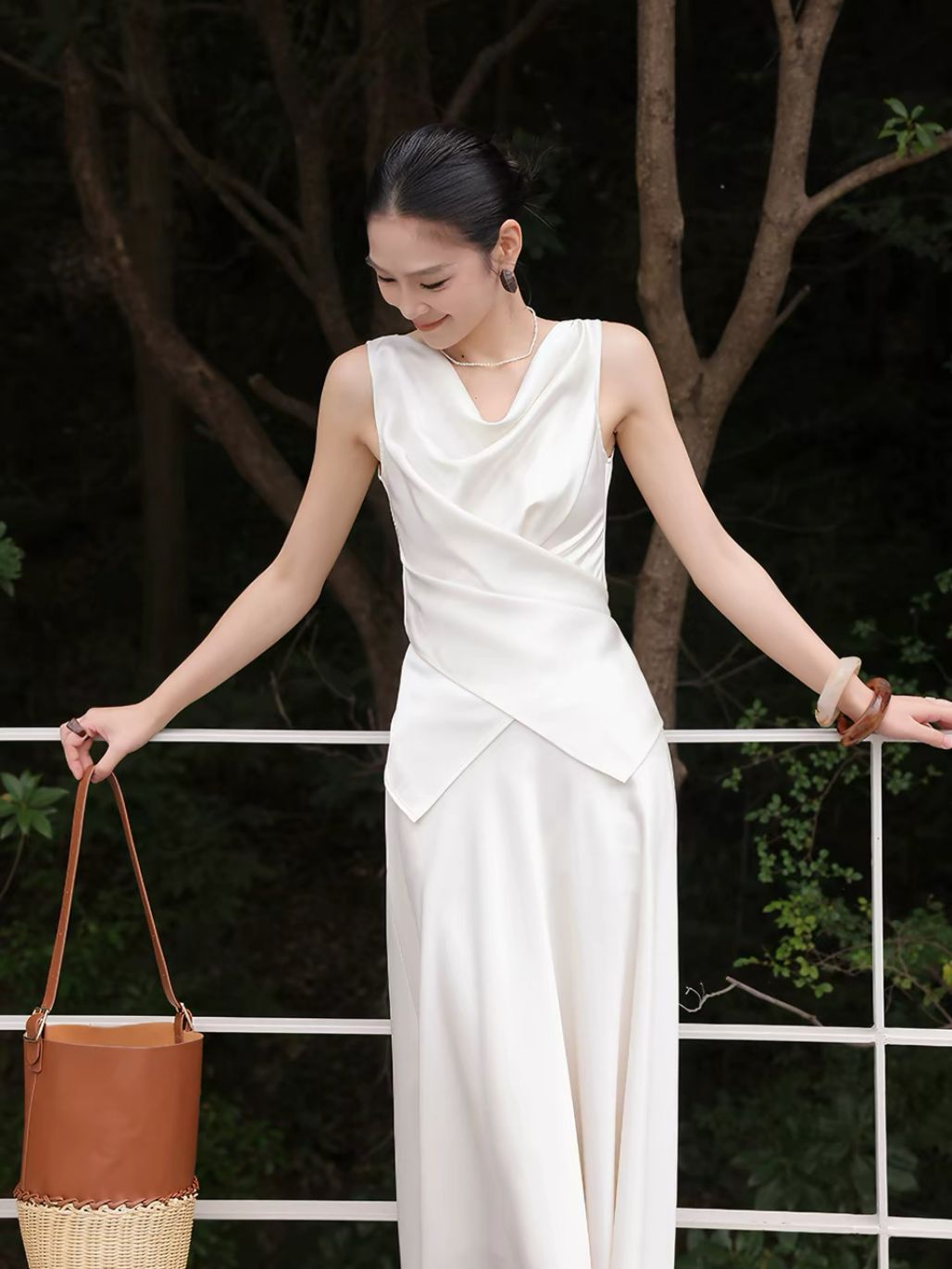 Leeva Swing Collar Blouse & Flosy Maxi Skirt  (Sold seperately)
