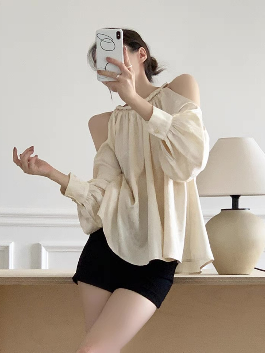 Xin Ing Cold Shoulder Oriental Top