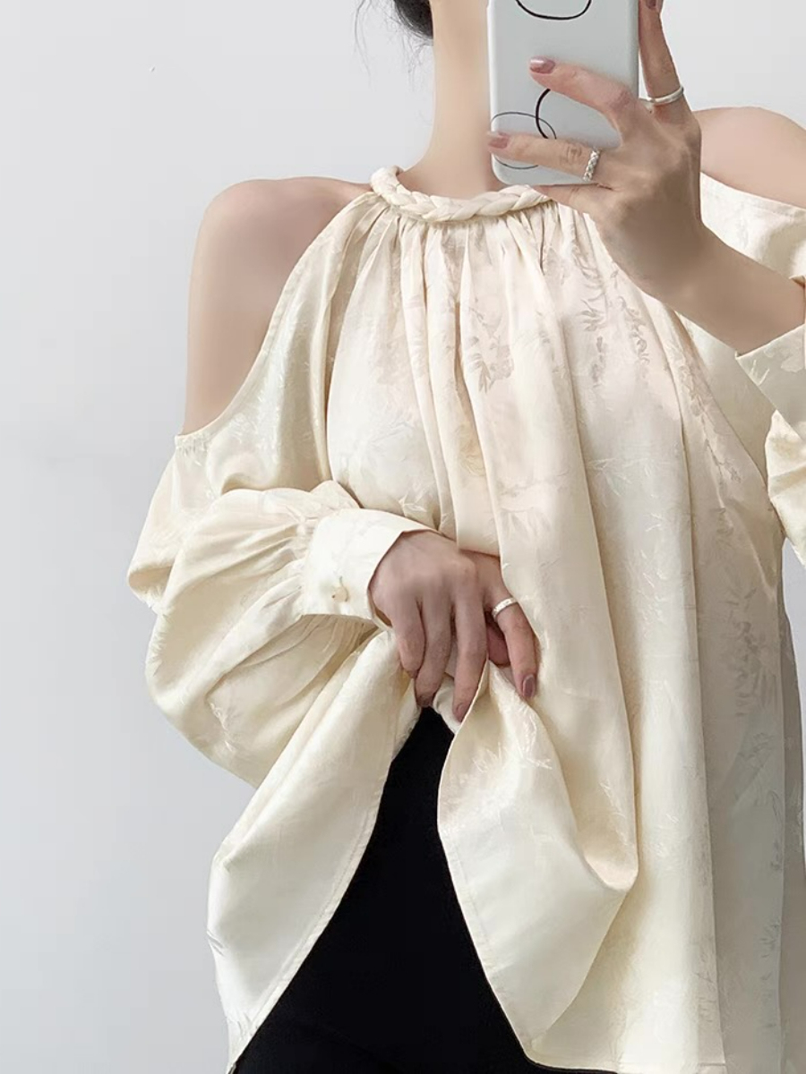 Xin Ing Cold Shoulder Oriental Top
