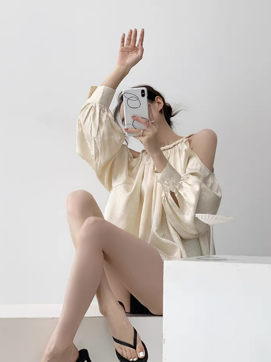 Xin Ing Cold Shoulder Oriental Top