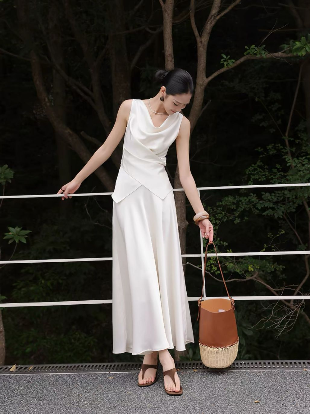 Leeva Swing Collar Blouse & Flosy Maxi Skirt  (Sold seperately)