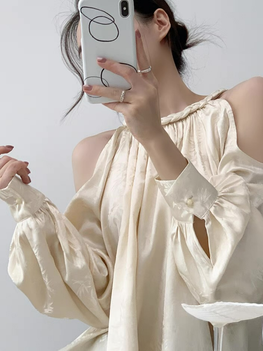 Xin Ing Cold Shoulder Oriental Top