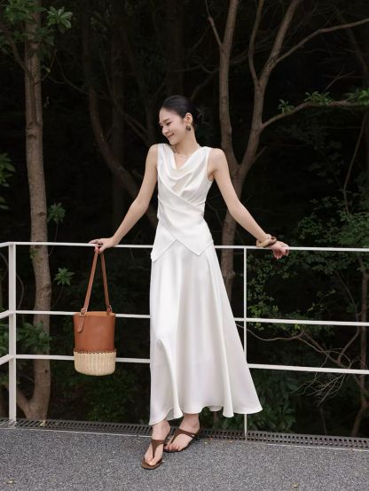Leeva Swing Collar Blouse & Flosy Maxi Skirt  (Sold seperately)