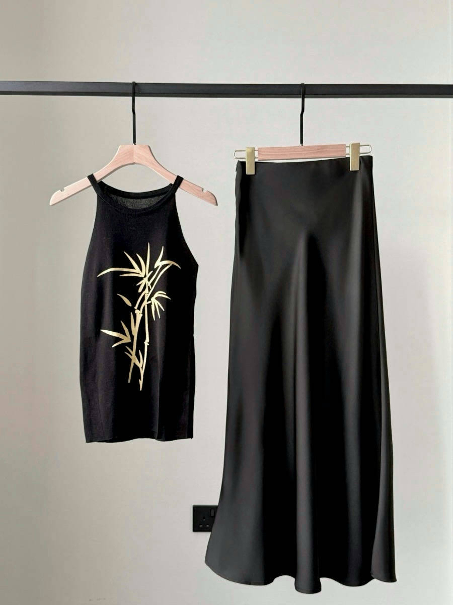 Cacaly Satin Bias Cutting Skirt