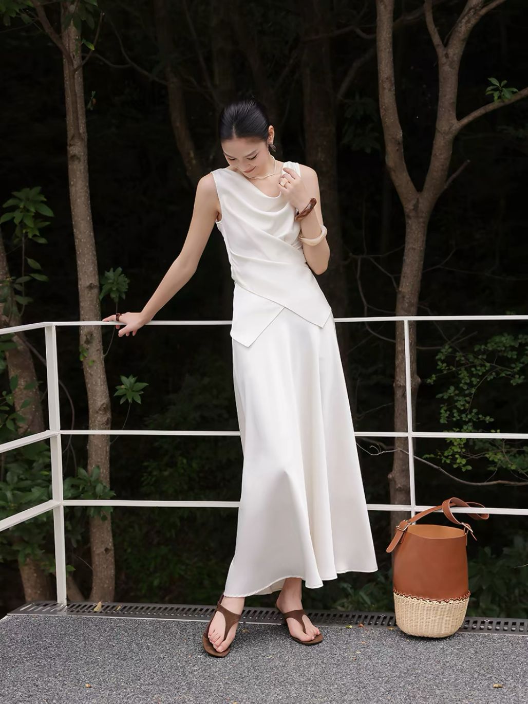 Leeva Swing Collar Blouse & Flosy Maxi Skirt  (Sold seperately)