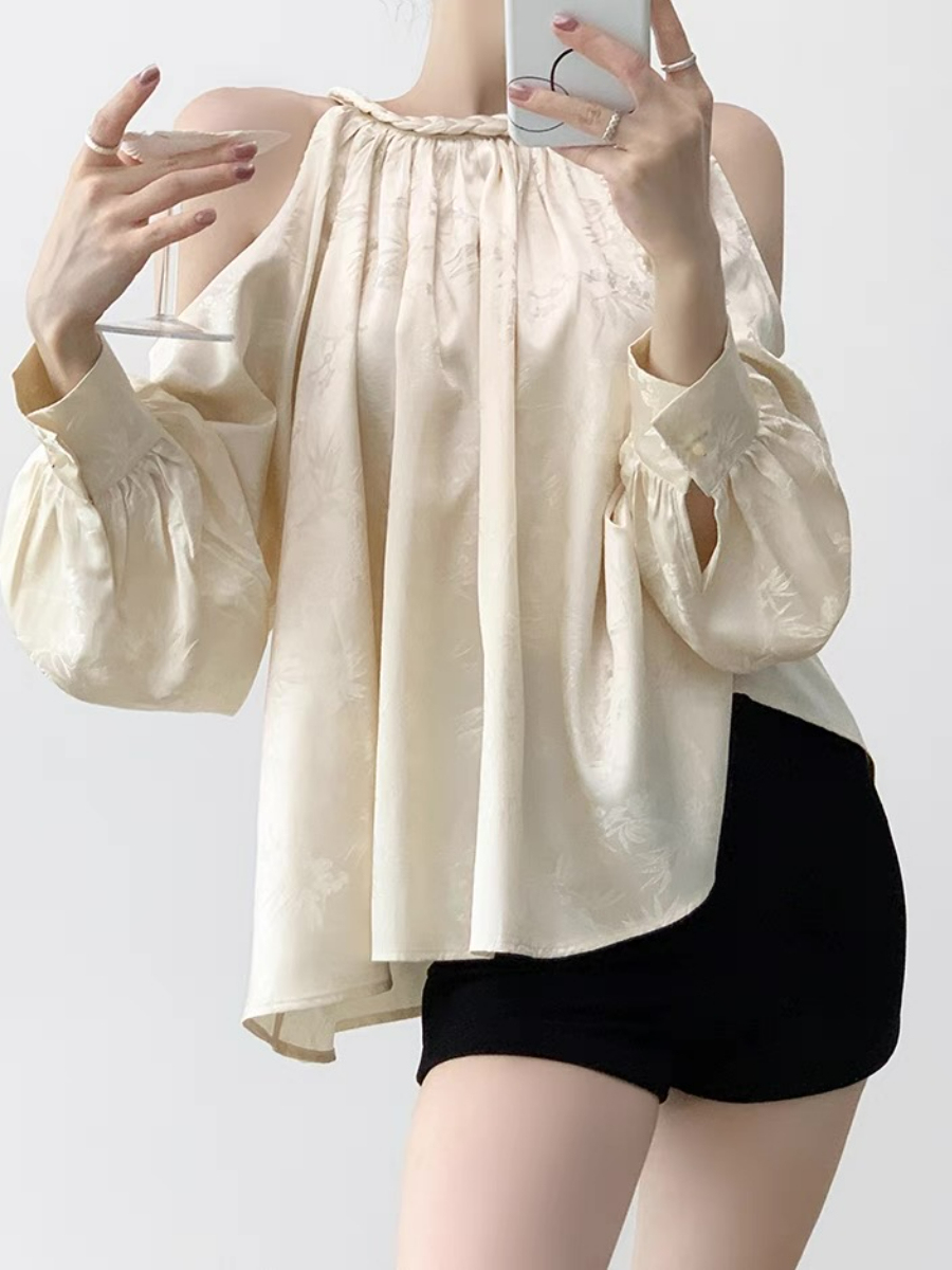 Xin Ing Cold Shoulder Oriental Top