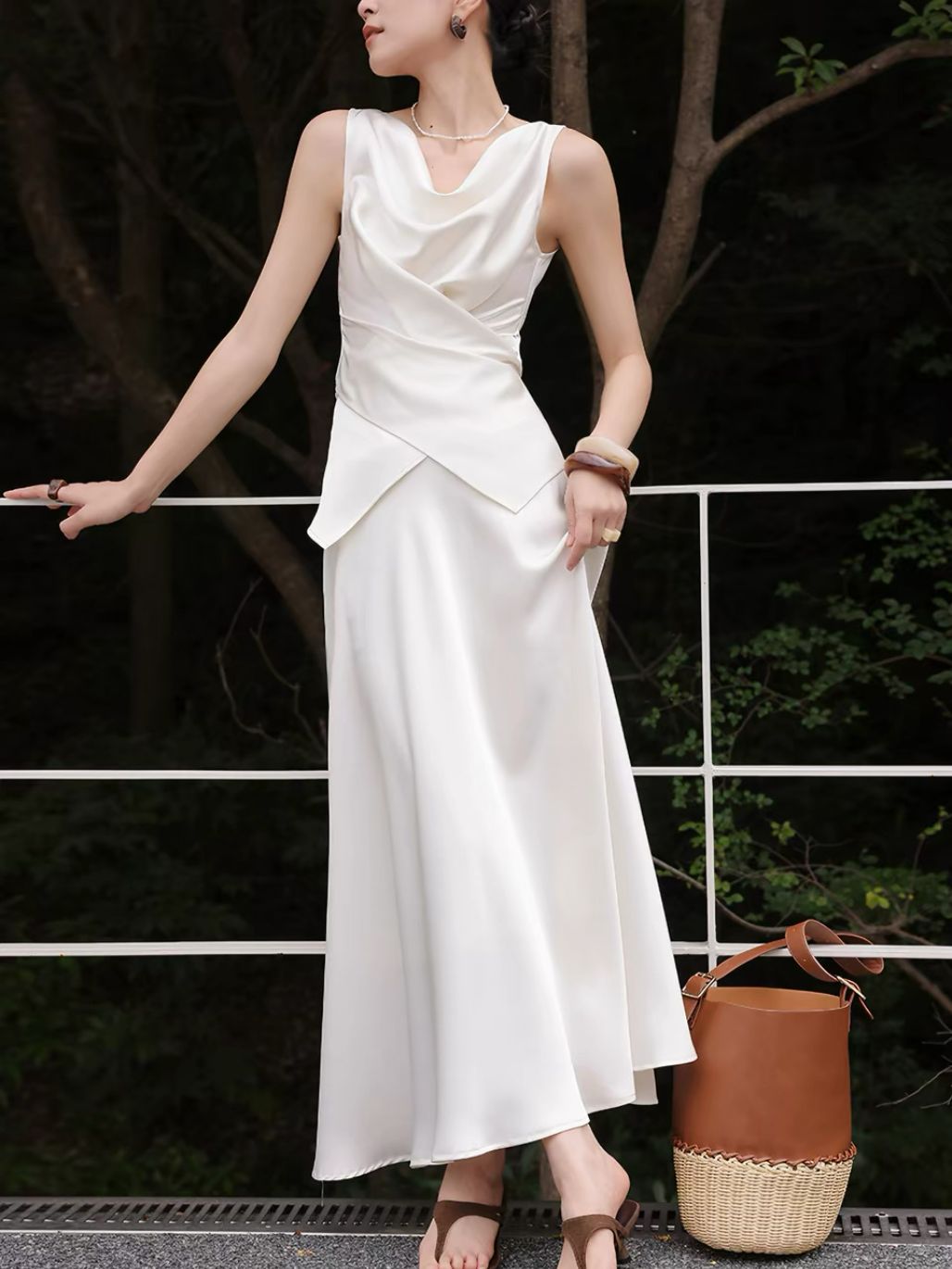 Leeva Swing Collar Blouse & Flosy Maxi Skirt  (Sold seperately)