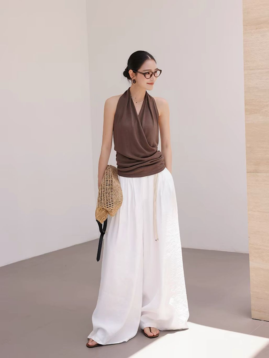 Linsey Tencel Halter Neck Knit Top