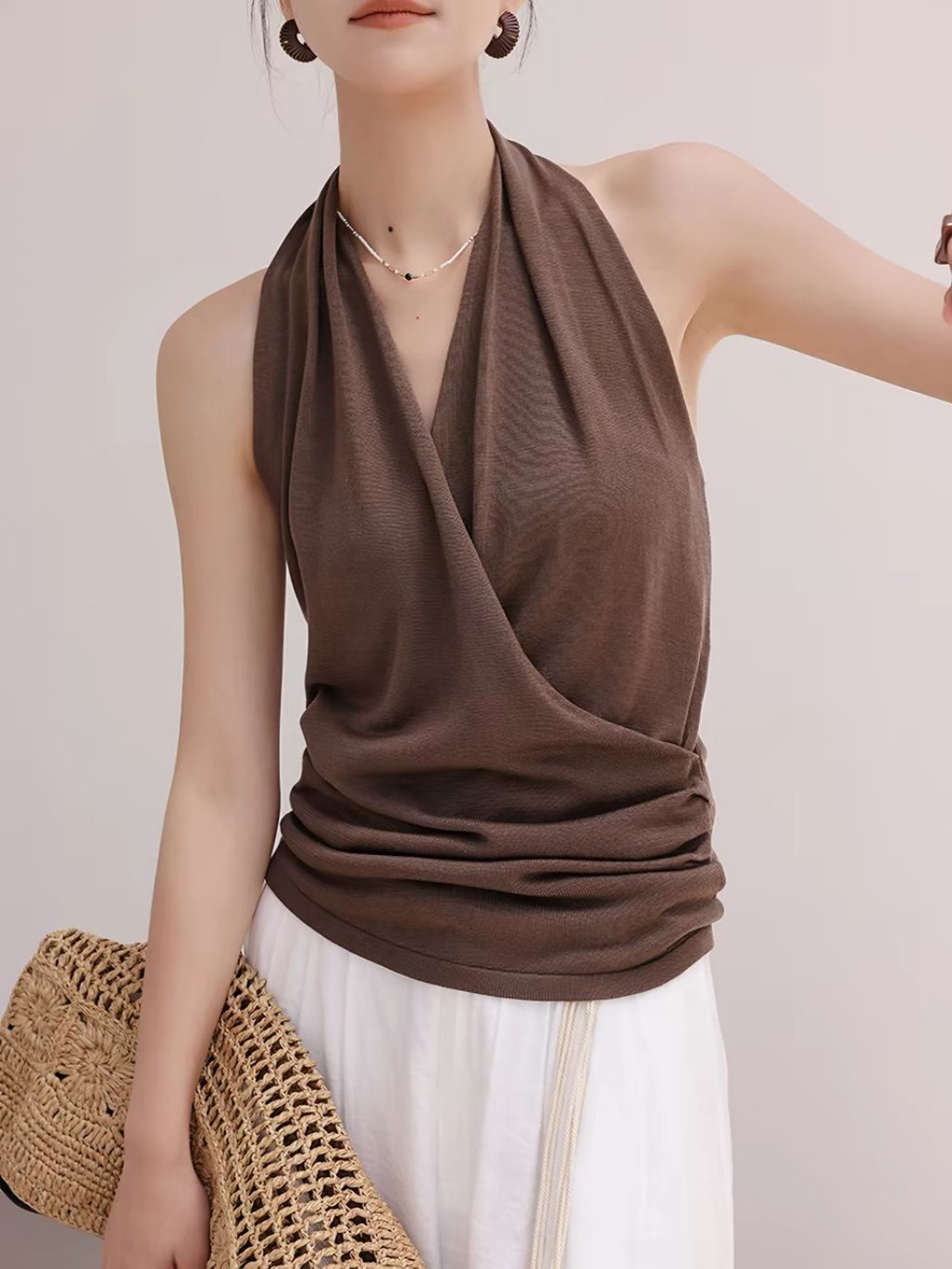 Linsey Tencel Halter Neck Knit Top