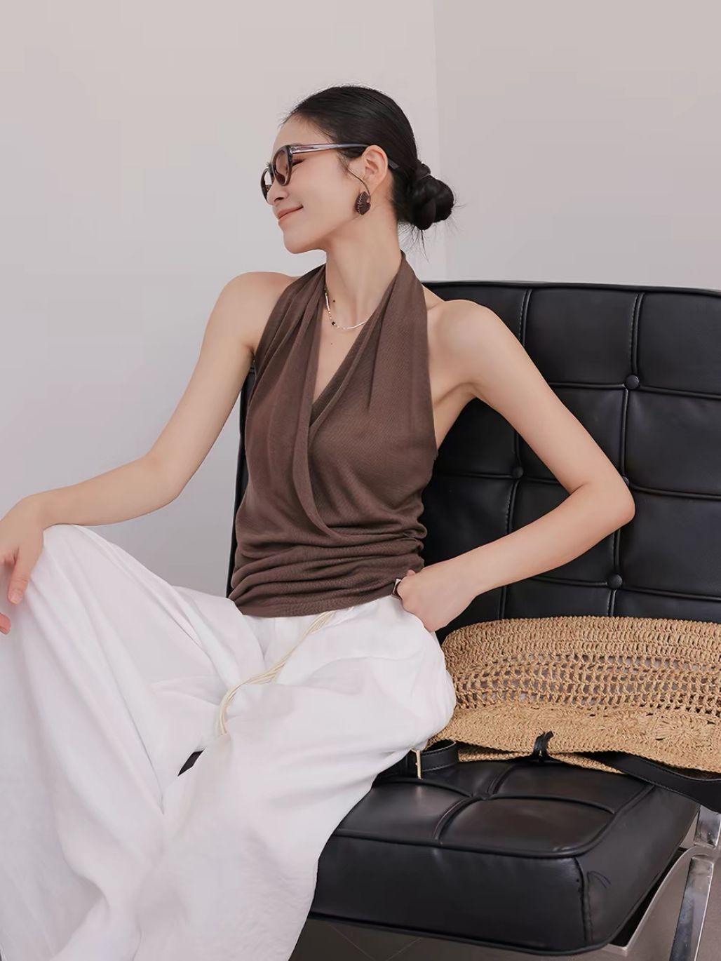 Linsey Tencel Halter Neck Knit Top