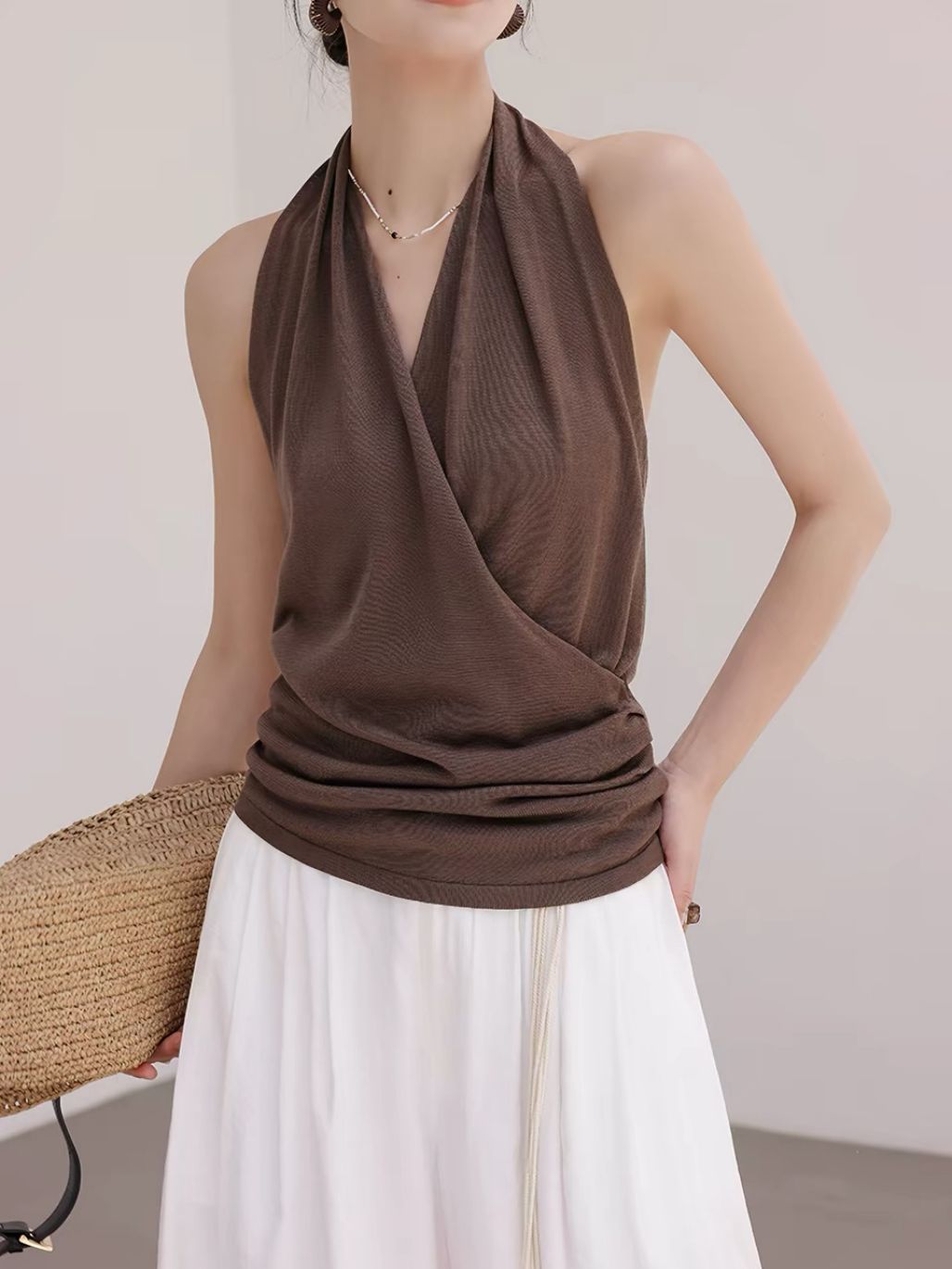 Linsey Tencel Halter Neck Knit Top