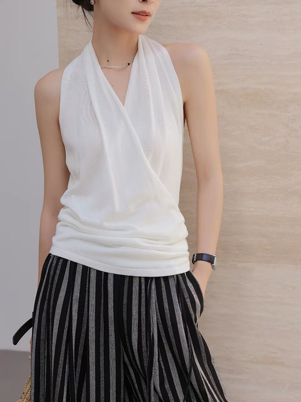Linsey Tencel Halter Neck Knit Top