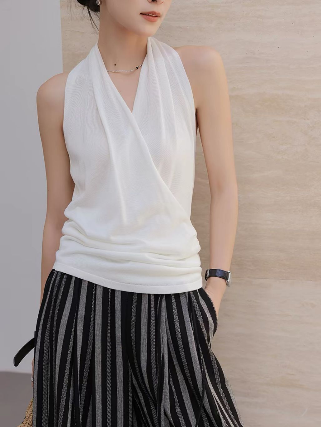 Linsey Tencel Halter Neck Knit Top