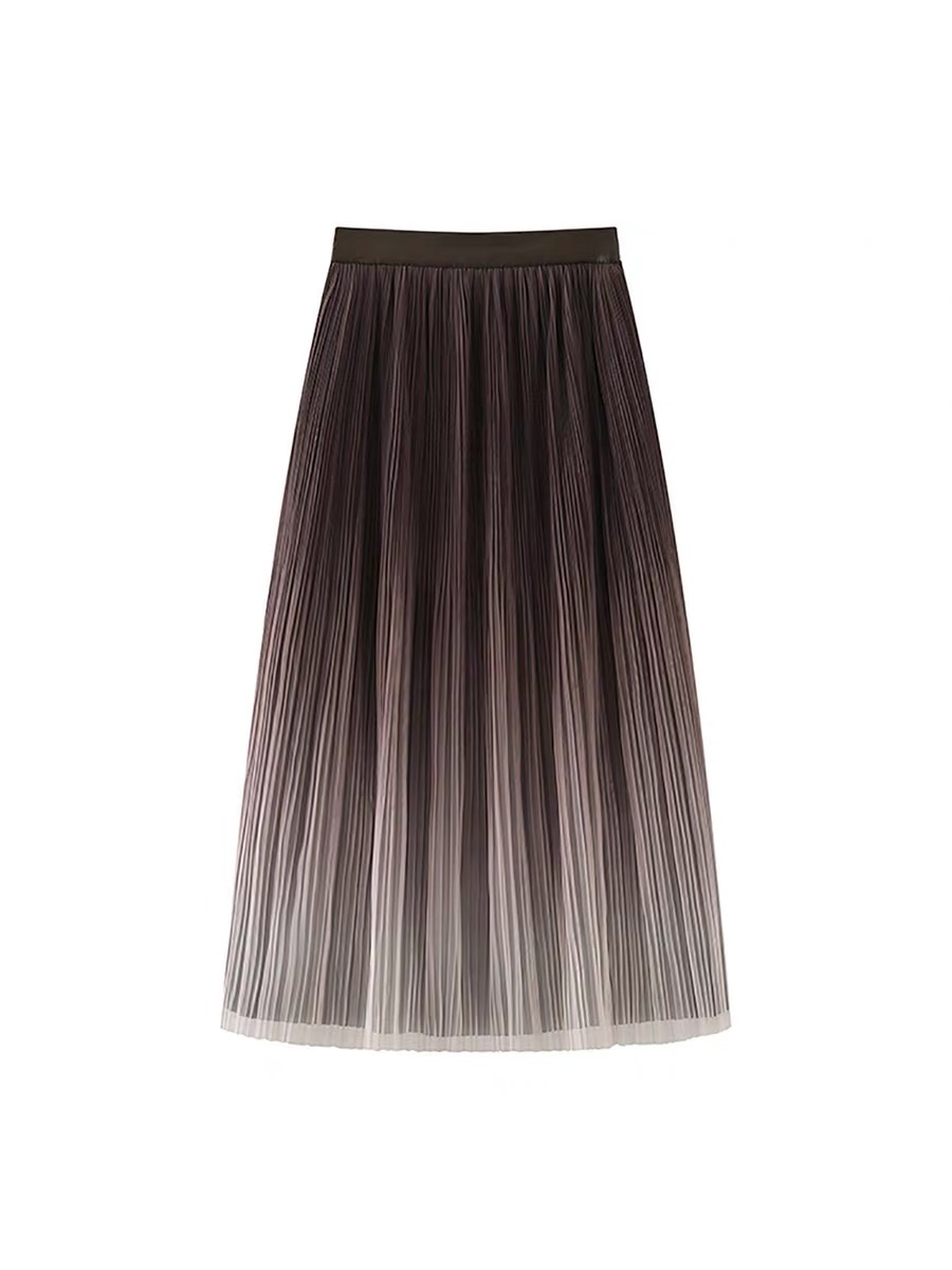 Shuang Chu Gradient Pleated Mesh Skirt