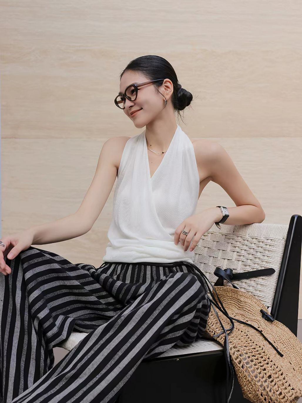 Linsey Tencel Halter Neck Knit Top