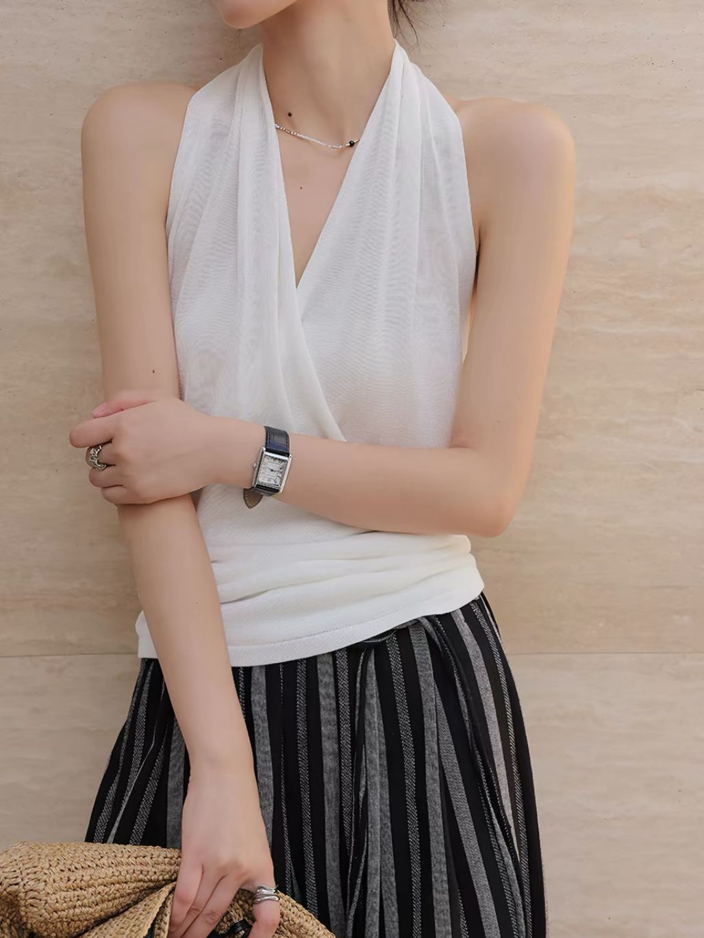 Linsey Tencel Halter Neck Knit Top