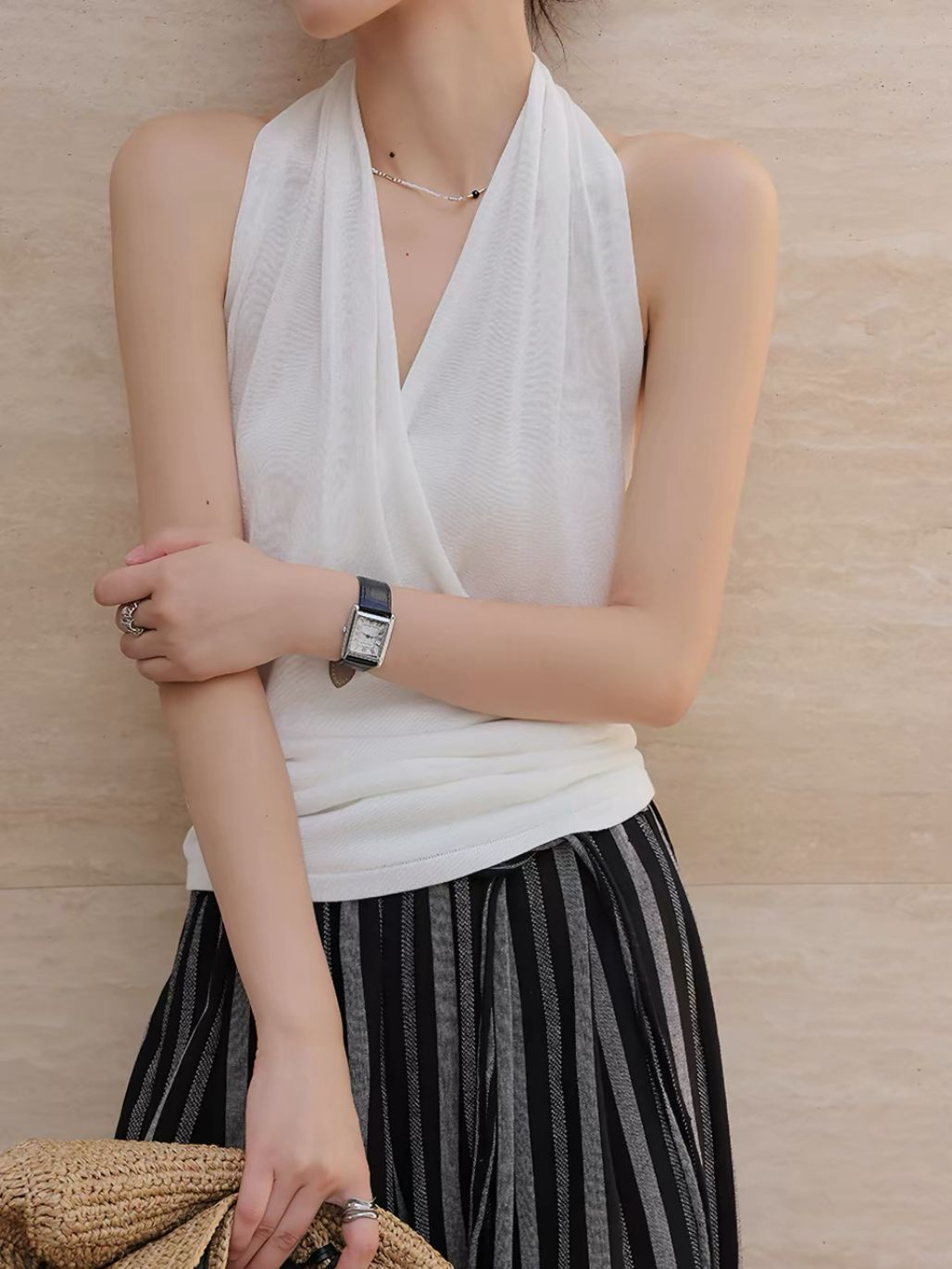 Linsey Tencel Halter Neck Knit Top