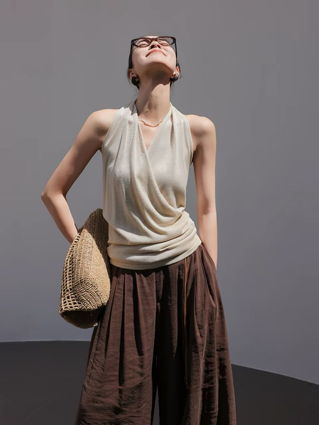Linsey Tencel Halter Neck Knit Top