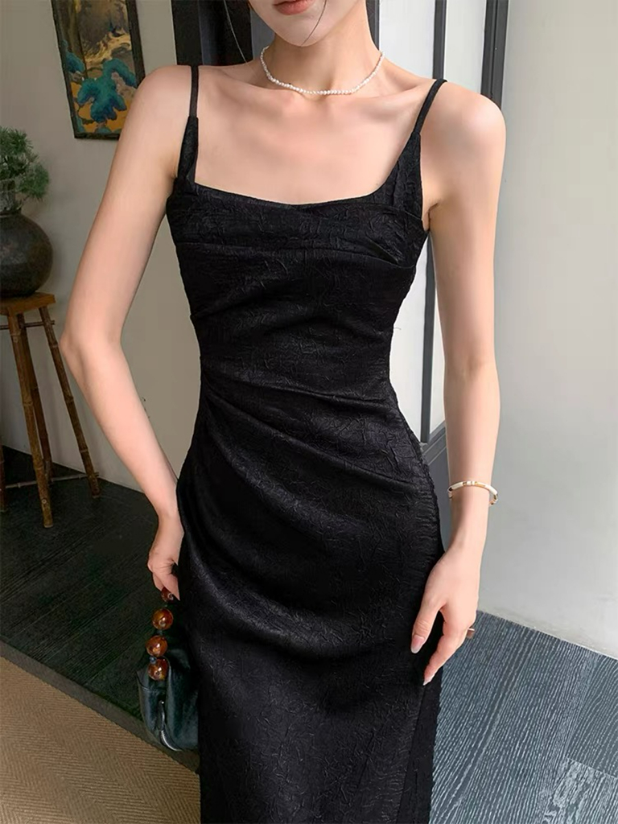 Ding Ze Square Neck Oriental Cami Dress-The Black Bow-