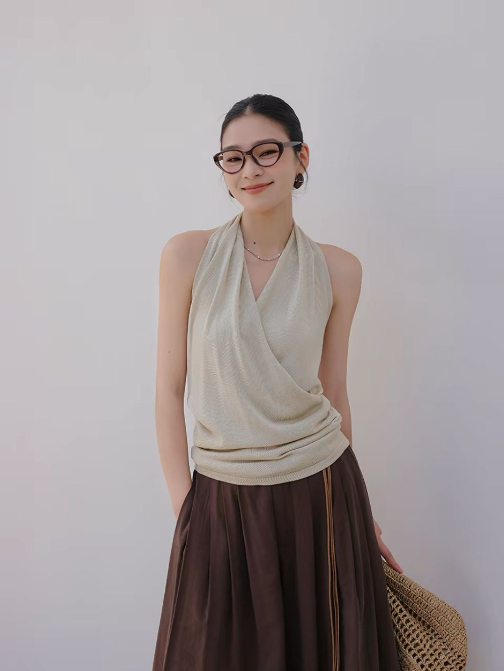 Linsey Tencel Halter Neck Knit Top